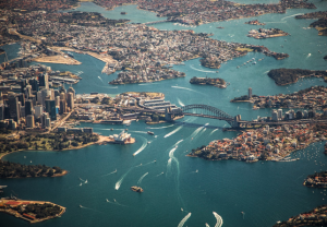Photograph of Sydney Harbour celebrating Return of the Ten Pound Poms Scheme